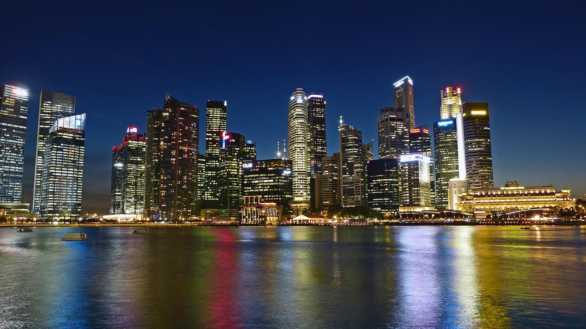 City skyline at dusk